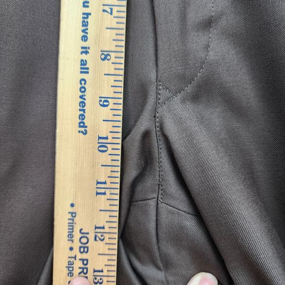 Mens 34x28 Brown Pleated Silky Cuffed Dress Pants Relaxed Straight Career Office - Picture 8 of 9